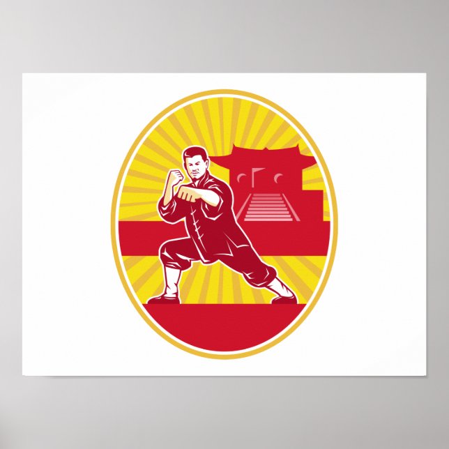 Affiche Shaolin Kung Fu Martial Arts Master Retro (Devant)