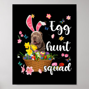 Affiche Shar Pei Joyeux Jour de Pâques Chasse aux oeufs co