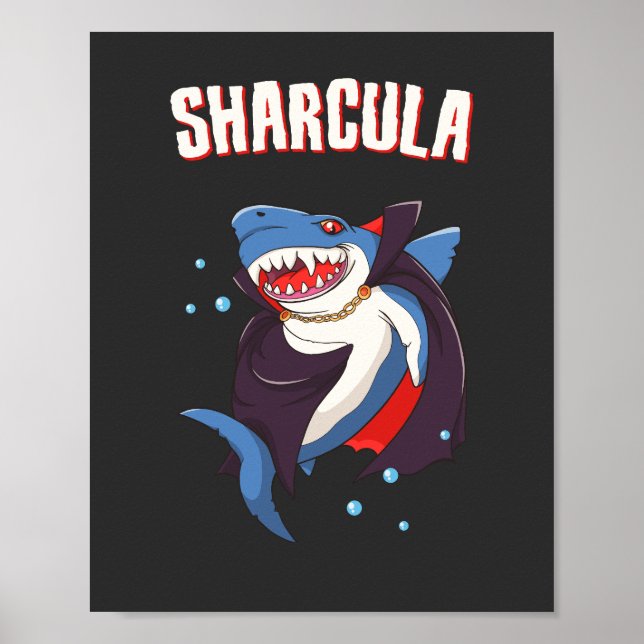 Affiche Sharcula Funny Dracula Shark Vampire Halloween T-S (Devant)