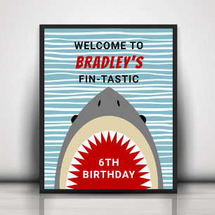 Affiche Shark Bite N'importe quel âge Anniversaire Fête Af