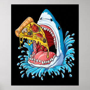 Affiche Shark Eating Pizza Jawsome Men Food Lovers Summer