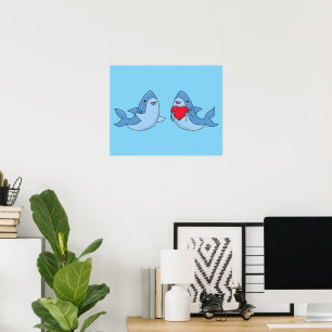Affiche Shark Friends Kawaii Artwork Kids Room