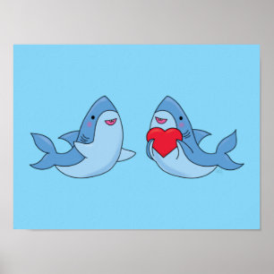 Affiche Shark Friends Kawaii Artwork Salle pour enfants