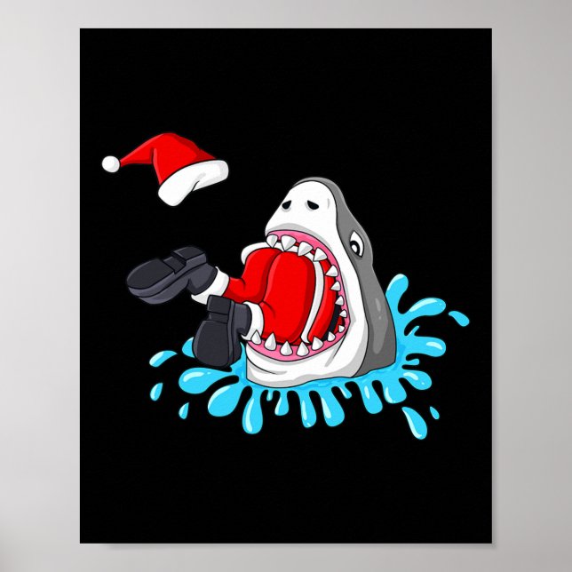 Affiche Shark Mange Santa Claus Christmas Boys Girls Kids  (Devant)