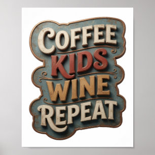 Affiche Sharp Gold CAFÉ ENFANTS VIN RÉPÉTER