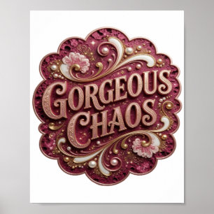 Affiche Sharp Gold GORGEOUS CHAOS Texte Art 3D