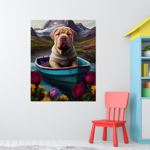 Affiche Sharpei sur une pagaie : une aventure Pittoresque