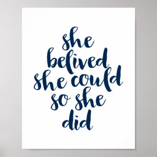 Affiche She believed she could she did, Navy motivational