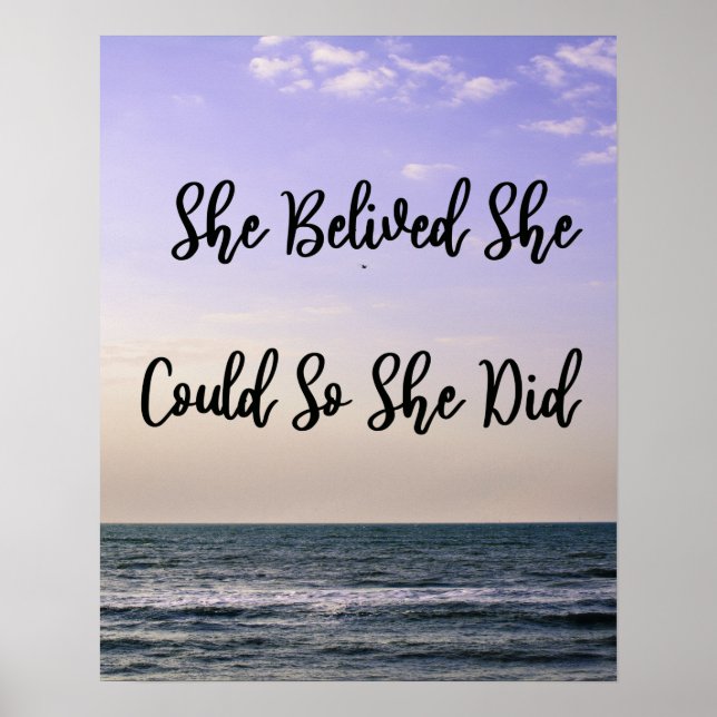 Affiche She Believed She Could So She Did Ocean Motivation (Devant)