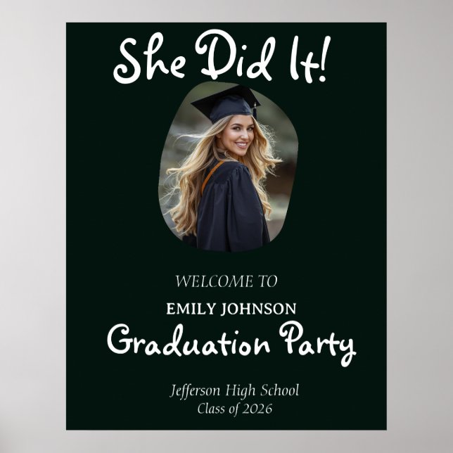 Affiche She Did It! Modern Photo Graduation Party  (Devant)