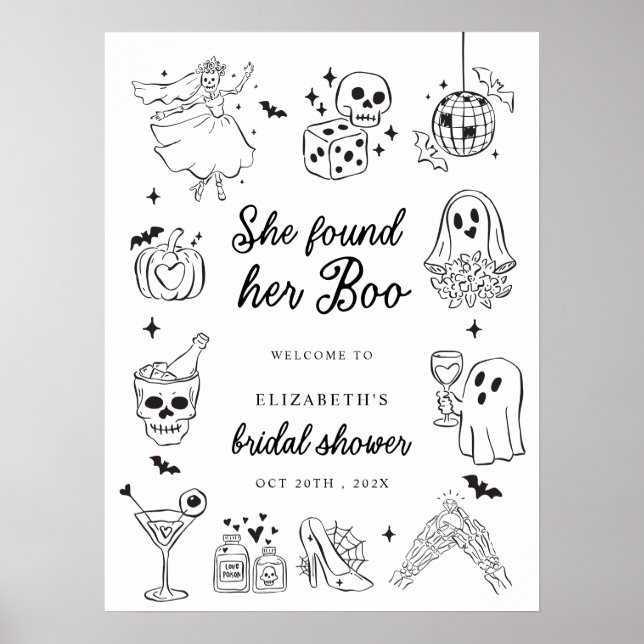 Affiche She Found Her Boo Bridal Shower Welcome Sign (Devant)