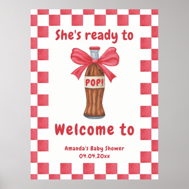 Affiche She is Ready to Pop Soda Bottle Baby Shower (Devant)