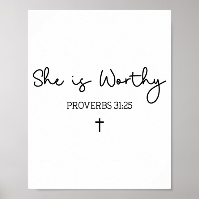 Affiche She Is Worthy Proverbs 31_25 Christian Boho Bible  (Devant)