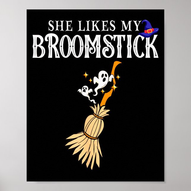 Affiche She Likes My Broomstick I Love Her Pumpkins Couple (Devant)