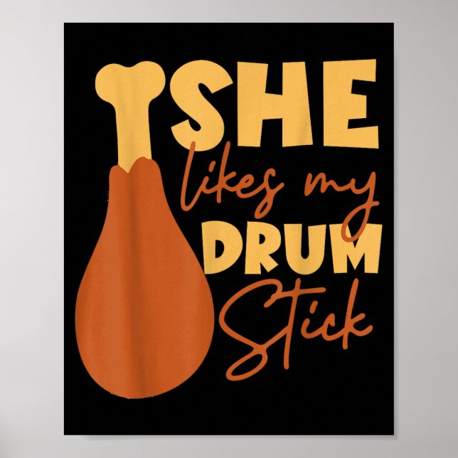 Affiche She Likes My Drum Stick Funny Couple Matching Than (Devant)