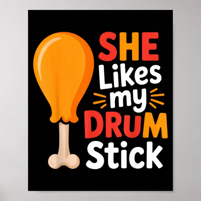 Affiche She Likes My Drum Stick Funny Foodie Humor Summer  (Devant)