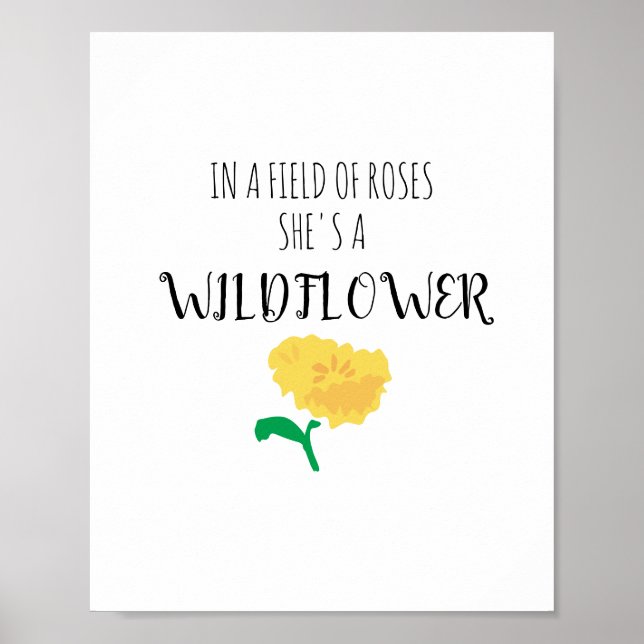Affiche She’s a Wildflower Art Flower Quote (Devant)