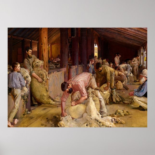 Affiche Shear the Rams, 1890 par Tom Roberts (Devant)