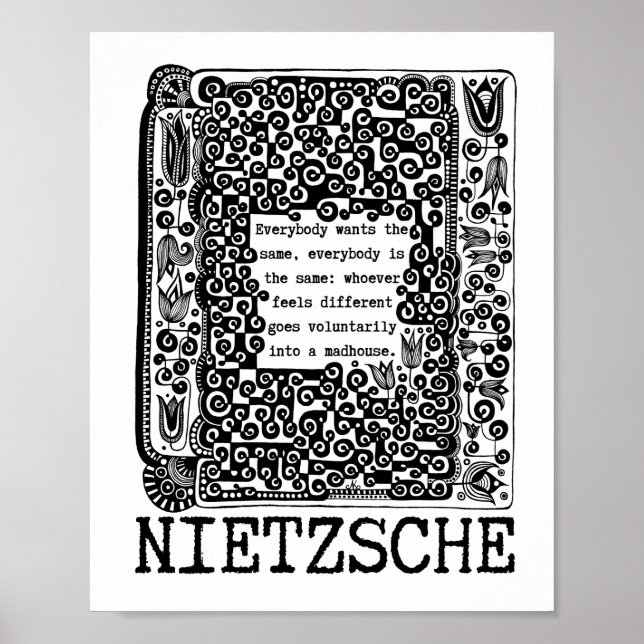 Affiche sheep and MADHOUSE philosophy quote by Nietzsche (Devant)