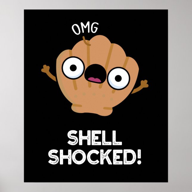 Affiche Shell Shocky Funny Seashell Pun Dark BG (Devant)