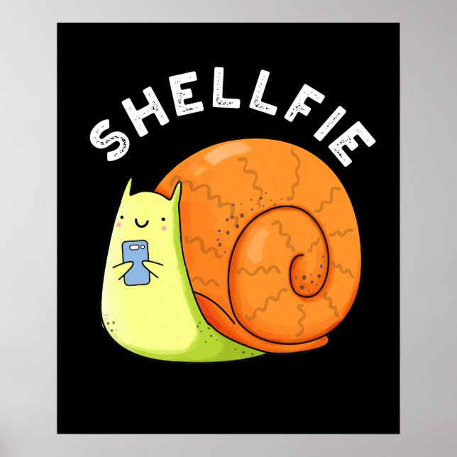 Affiche Shellfie Funky Snail Selfie Pun Dark BG (Devant)