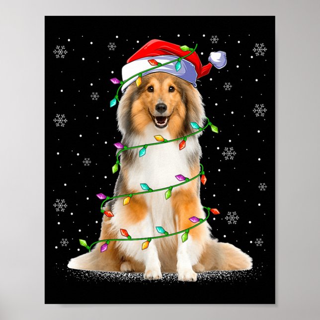 Affiche Sheltie Dog Lover Xmas Lighting Santa Sheltie Chri (Devant)