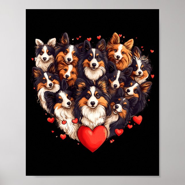 Affiche Sheltie Heart-shaped Cute Sheltie Dog Lover Men Wo (Devant)