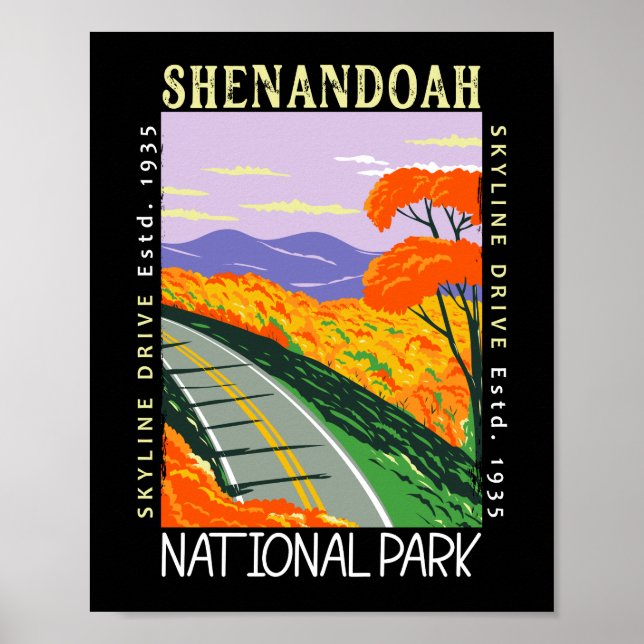 Affiche Shenandoah National Park Skyline Drive déstabilisé (Devant)