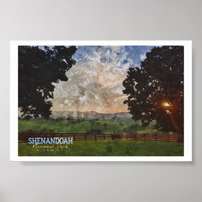 AFFICHE SHENANDOAH WATERCOLOR - VIRGINIE ÉTATS-UNIS (Devant)