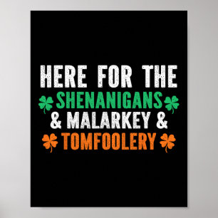 Affiche Shenanigans Malarkey Et Tomfoolery Drôle St Patri
