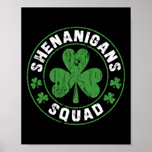 Affiche Shenanigans Squad Shamrock Irlandais Drôle St Patr