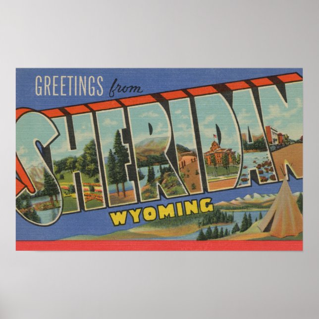 Affiche Sheridan, Wyoming - Large Letter Scenes (Devant)