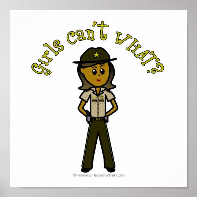 Affiche Sheriff Femme noire en uniforme Brown (Devant)