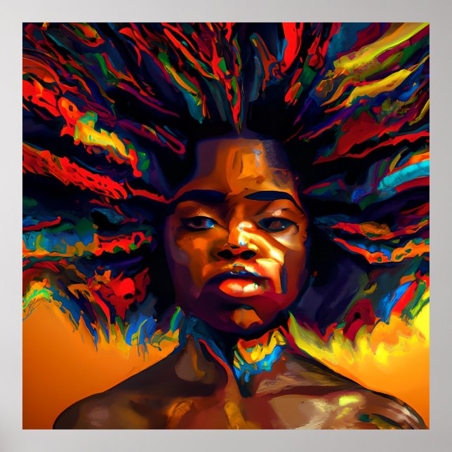 Affiche Shero Rainbow Cheveux Black Melanin Afro Queen Cro (Devant)