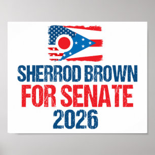 Affiche Sherrod Brown pour le Sénat Élection 2026 Drapeau