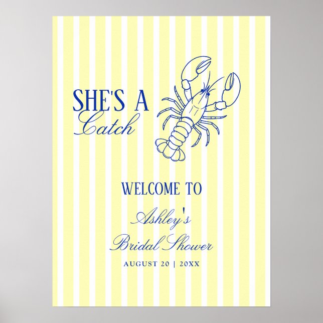 Affiche She's A Catch Coastal Bridal Shower Welcome (Devant)