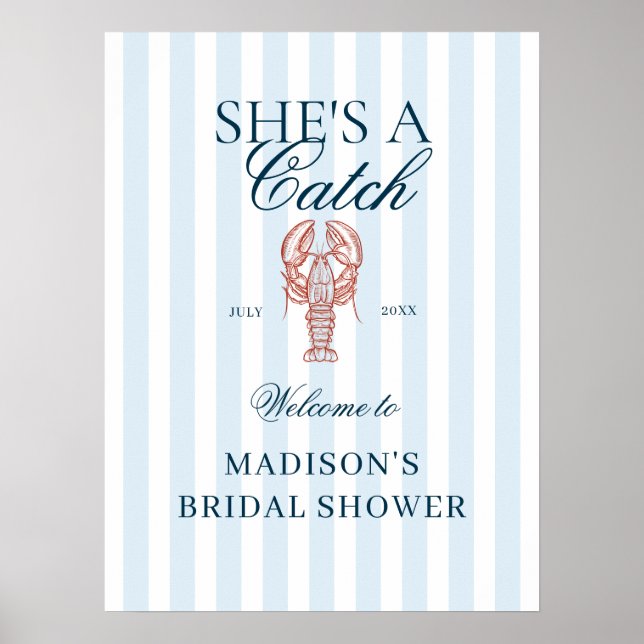 Affiche She's a catch Lobster Bridal Shower Welcome (Devant)