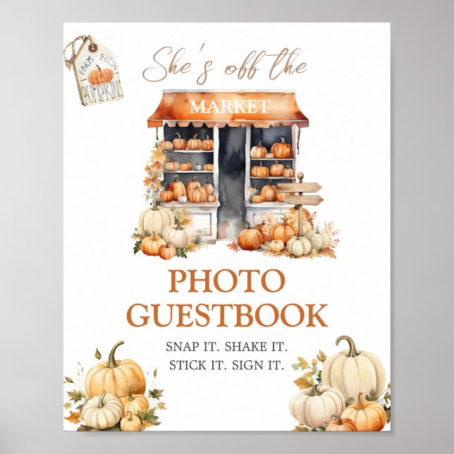 Affiche She's Off The Market Fall Pumpkin Photo Guestbook (Devant)