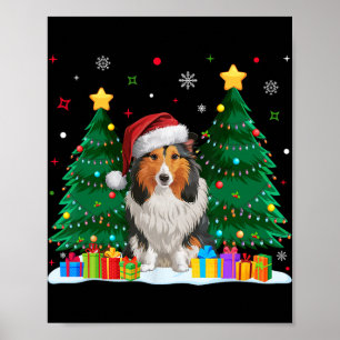 Affiche Shetland Sheepdog Amoureux des chiens Santa Hat No