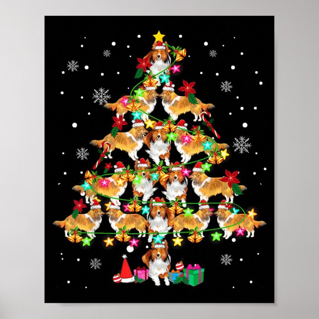 Affiche Shetland Sheepdog Christmas Tree Funny Sheltie Chr (Devant)