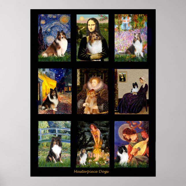 Affiche Shetland Sheepdog Famous Art Composite (Devant)