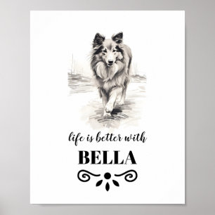 Affiche Shetland Sheepdog Life mieux Nom de chien personna