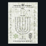 Affiche Shevitti avec Psaume 67 Poster, Toutes les tailles<br><div class="desc">Le Shevitti est un diagramme méditatif kabbaliste contenant des noms sacrés, des mnémoniques, des psaumes ou des versets de la Torah. Celui-ci a le dispositif familier du Psaume 67 arrangé comme une menorah. Les trois lettres sur le côté sont des saints dérivés de Az Yashir Moshe. Fonctionne sur toutes les...</div>