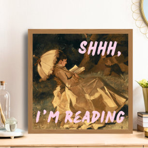 Affiche Shhh I's Reading Altered Art, Maximalist Bookish