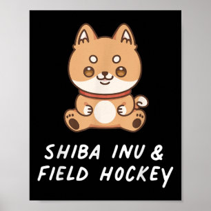 Affiche Shi Inu et hockey sur gazon Kawaii Sports Japonais