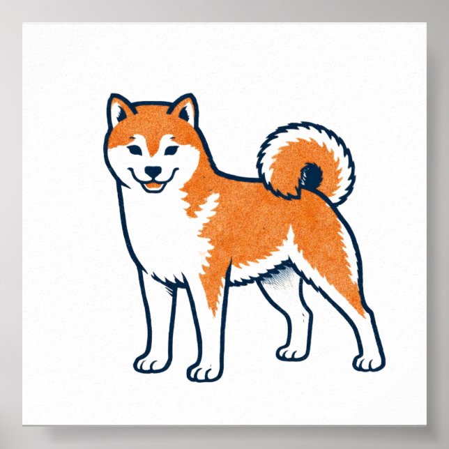 Affiche Shiba Inu ー Standing (Devant)