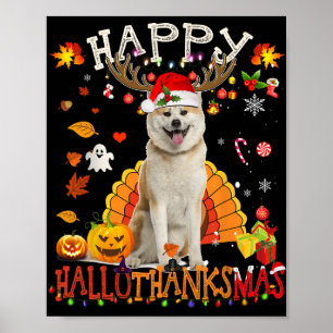 Affiche Shiba Inu Chien Halloween Chien de Noël Joyeux Hal