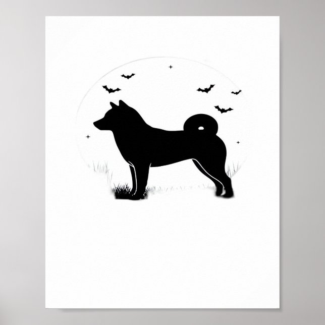 Affiche Shiba Inu Chien - Halloween Lune Silhouette Oversi (Devant)