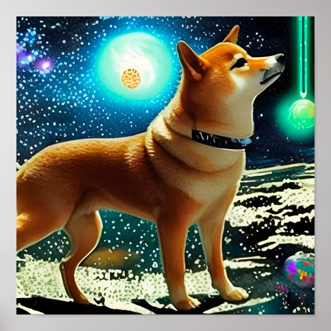 Affiche Shiba Inu dans l'espace (Devant)