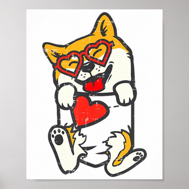 Affiche Shiba Inu Feet Pocket Heart Valentines Day Akita I (Devant)